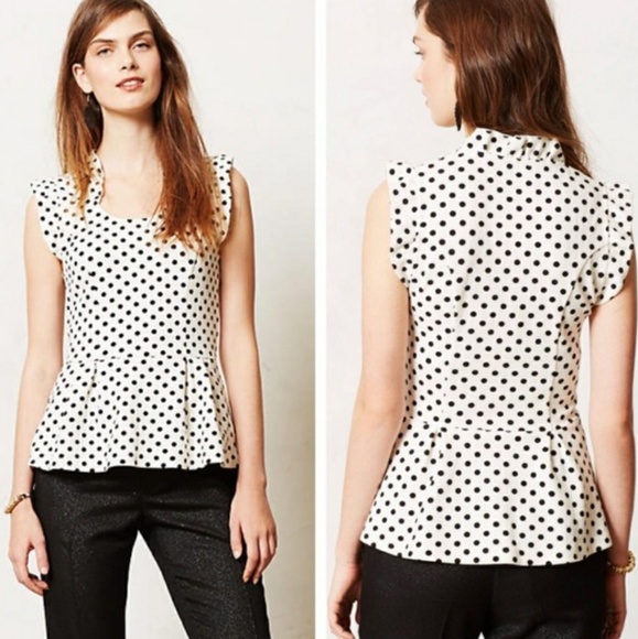 Anthropologie Tops - Anthropologie || Fluttered Dot Peplum by Postmark